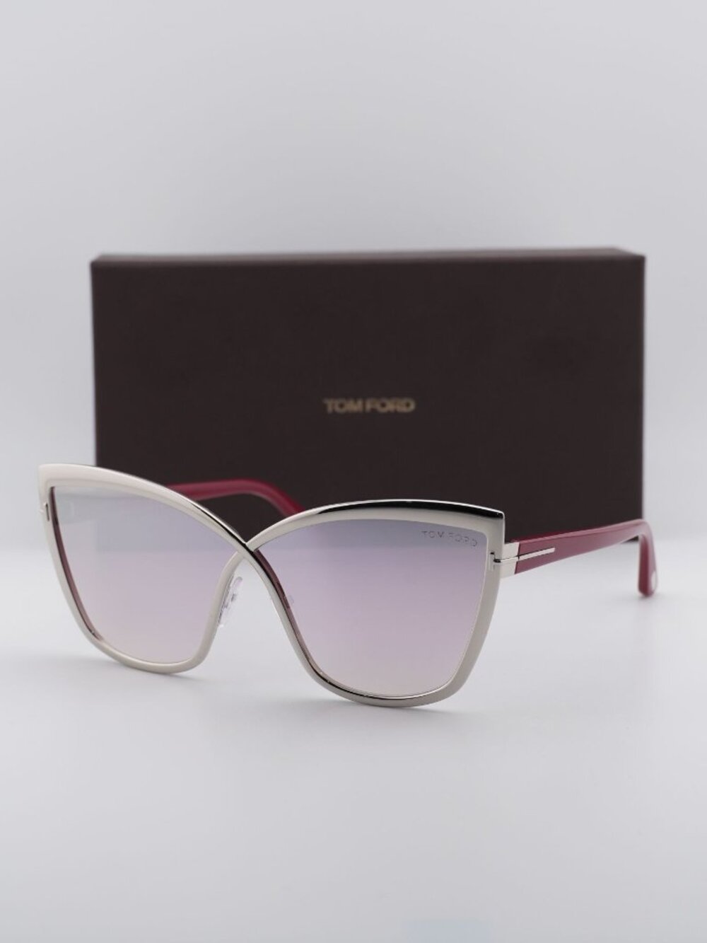 Tom Ford Sandrine-02 FT0715 16Z Butterfly Sunglasses - Shiny Palladium\Pink